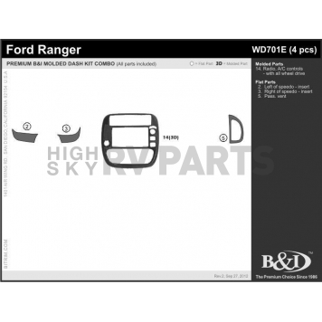 B & I Fender Dash Panel Trim WD701EDCF-1