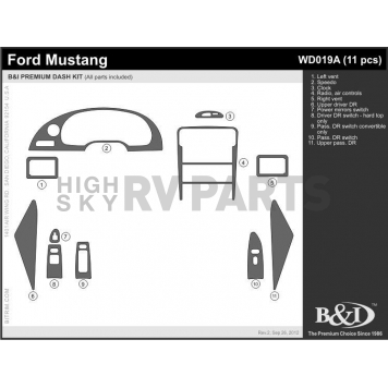 B & I Fender Dash Panel Trim WD019ASDB