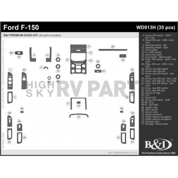B & I Fender Dash Panel Trim WD913HSDB