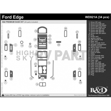 B & I Fender Dash Panel Trim WD921ASDB-1