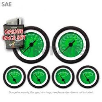 Aurora Instuments Gauge Face Overlay - Fiber Green Daytime Color/ White Letter Color - 8314