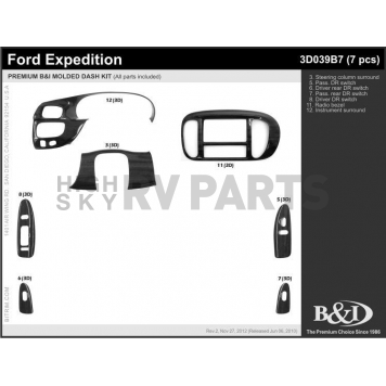 B & I Fender Dash Panel Trim 3D039B7SA2-1