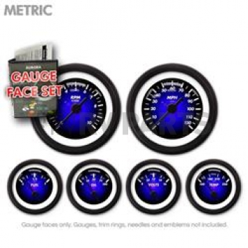 Aurora Instuments Gauge Face Overlay - Fiber Blue Daytime Color/ White Letter Color - 8448