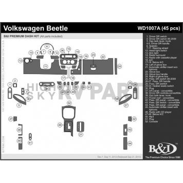 B & I Fender Dash Panel Trim WD1007ASDB