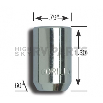 Gorilla Lug Nut 12x1.5 Chrome Plated Pack Of 20 - 20733-1