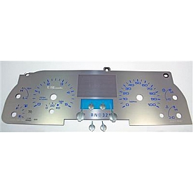 US Speedo Gauge Face Overlay - Silver Daytime Color/ Blue Letter Color - SSF09B
