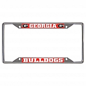 Fan Mat License Plate Frame - University Of Georgia Logo Metal - 14814