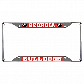 Fan Mat License Plate Frame - University Of Georgia Logo Metal - 14814
