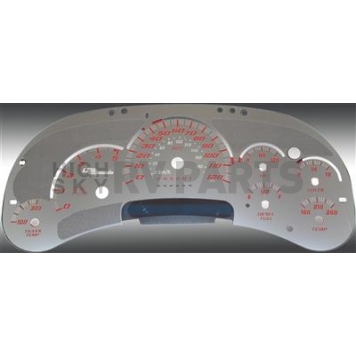US Speedo Gauge Face Overlay - Silver Daytime Color/ Red Letter Color - SSGM13R