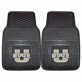 Fan Mat Floor Mat - Universal Fit Black Vinyl Set of 2 - 11844