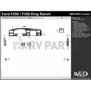 B & I Fender Dash Panel Trim WD743BSDB-1