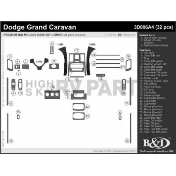 B & I Fender Dash Panel Trim 3D006A4SDB-1