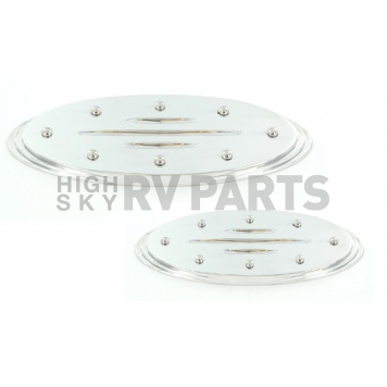 All Sales Emblem - Ford Oval Step Style Ball Milled With Rivets Silver Aluminum - 53906