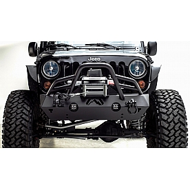 Fab Fours Bumper Stubby Series 1-Piece Design Steel Black - JK07-B1952-1