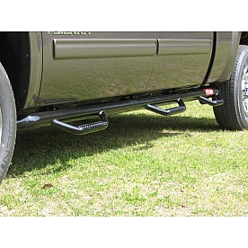 N-Fab Nerf Bar - Truck Wheel to Wheel Black Gloss Powder Coated Steel Round - C07100CC-6