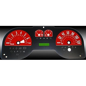 US Speedo Gauge Face Overlay - Red Daytime Color/ White Letter Color - MUS0645