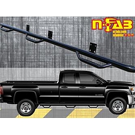N-Fab Nerf Bar - Truck Wheel to Wheel Black Gloss Powder Coated Steel Round - C15102QC-6