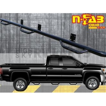 N-Fab Nerf Bar - Truck Wheel to Wheel Black Gloss Powder Coated Steel Round - C15102QC-6
