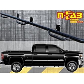 N-Fab Nerf Bar - Truck Wheel to Wheel Black Gloss Powder Coated Steel Round - C15104CC-6