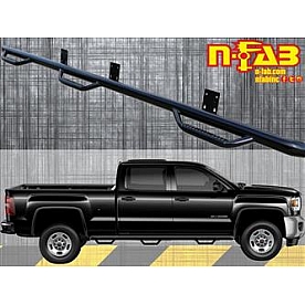 N-Fab Nerf Bar - Truck Wheel to Wheel Black Gloss Powder Coated Steel Round - C15104CC-6