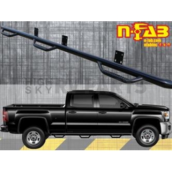 N-Fab Nerf Bar - Truck Wheel to Wheel Black Gloss Powder Coated Steel Round - C15104CC-6