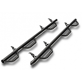 N-Fab Nerf Bar - Truck Wheel to Wheel Black Matte Textured Powder Coated Steel Round - C15113CC-6-TX
