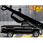 N-Fab Nerf Bar - Truck Wheel to Wheel Black Gloss Powder Coated Steel Round - C1581RC-4