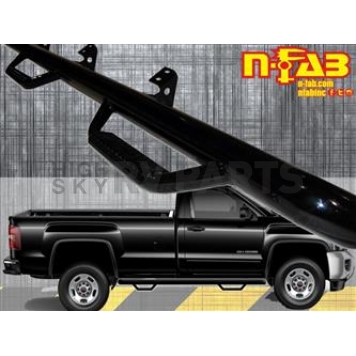 N-Fab Nerf Bar - Truck Wheel to Wheel Black Gloss Powder Coated Steel Round - C1581RC-4