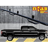 N-Fab Nerf Bar - Truck Wheel to Wheel Black Gloss Textured Powder Coated Steel Round - C17113CC-6