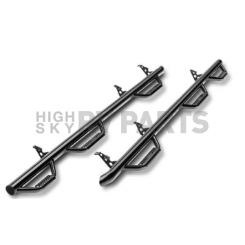 N-Fab Nerf Bar - Truck Wheel to Wheel Black Gloss Textured Powder Coated Steel Round - C1996CC-6