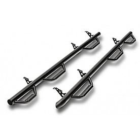 N-Fab Nerf Bar - Truck Wheel to Wheel Black Matte Textured Powder Coated Steel Round - C1996CC-6-TX