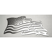 American Car Craft Emblem - Flowing American Flag  Stainless Steel - 142050