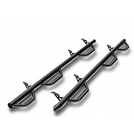 N-Fab Nerf Bar - Truck Wheel to Wheel Black Matte Textured Powder Coated Steel Round - F04105QC-6-TX
