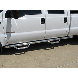 N-Fab Nerf Bar - Truck Wheel to Wheel Polished Stainless Steel Round - F99100CC-SS