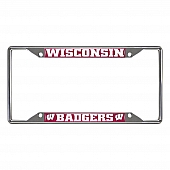 Fan Mat License Plate Frame - University Of Wisconsin Logo Metal - 14934