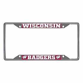 Fan Mat License Plate Frame - University Of Wisconsin Logo Metal - 14934
