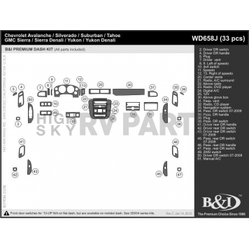 B & I Fender Dash Panel Trim WD658JDRW-1