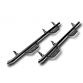 N-Fab Nerf Bar - Truck Wheel to Wheel Black Gloss Textured Powder Coated Steel Round - F1777RC4