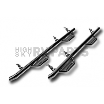 N-Fab Nerf Bar - Truck Wheel to Wheel Black Gloss Textured Powder Coated Steel Round - F1777RC4