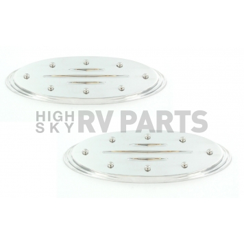 All Sales Emblem - Ford Oval Step Style Ball Milled With Rivets Silver Aluminum - 59906
