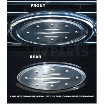 All Sales Emblem - Ford Oval Step Style Ball Milled With Rivets Silver Aluminum - 59906-1