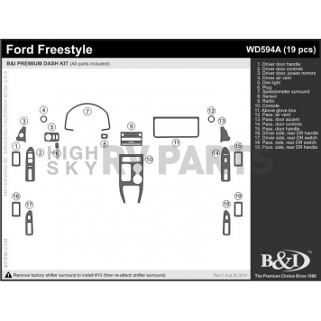 B & I Fender Dash Panel Trim WD594ASDB