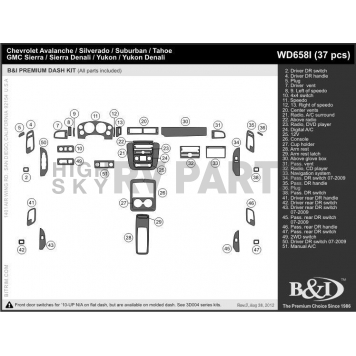B & I Fender Dash Panel Trim WD658IDRW-1