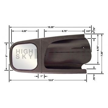 CIPA USA Exterior Towing Mirror Manual Rectangular Single - 11502-1