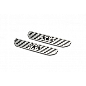 DV8 Offroad Door Sill Protector - Aluminum Silver/ Black  2 Piece - 180014STR4