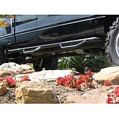 N-Fab Nerf Bar - Truck Wheel to Wheel Black Gloss Powder Coated Steel Round - F0489QC