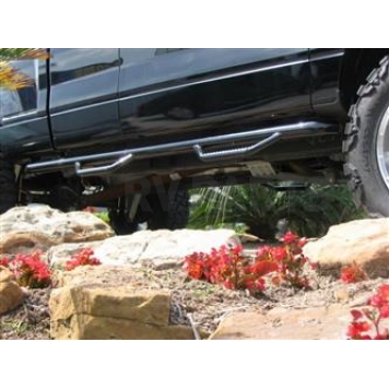 N-Fab Nerf Bar - Truck Wheel to Wheel Black Gloss Powder Coated Steel Round - F0489QC