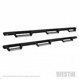 Westin Automotive Nerf Bar - Truck Wheel to Wheel Black Powder Coated With Polished Diamond Plate Step Pads On Drop Down Steps Steel Square - 56-5345952