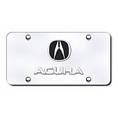 Automotive Gold License Plate - Acura Logo/Name With Black Fill Stainless Steel - DACUCC