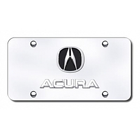 Automotive Gold License Plate - Acura Logo/Name With Black Fill Stainless Steel - DACUCC